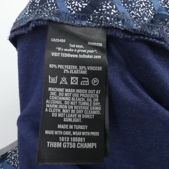 Ted Baker Pants Mens 40x27 Blue Pleated Straight Leg Business Cuffed Pleated - Picture 5 of 13